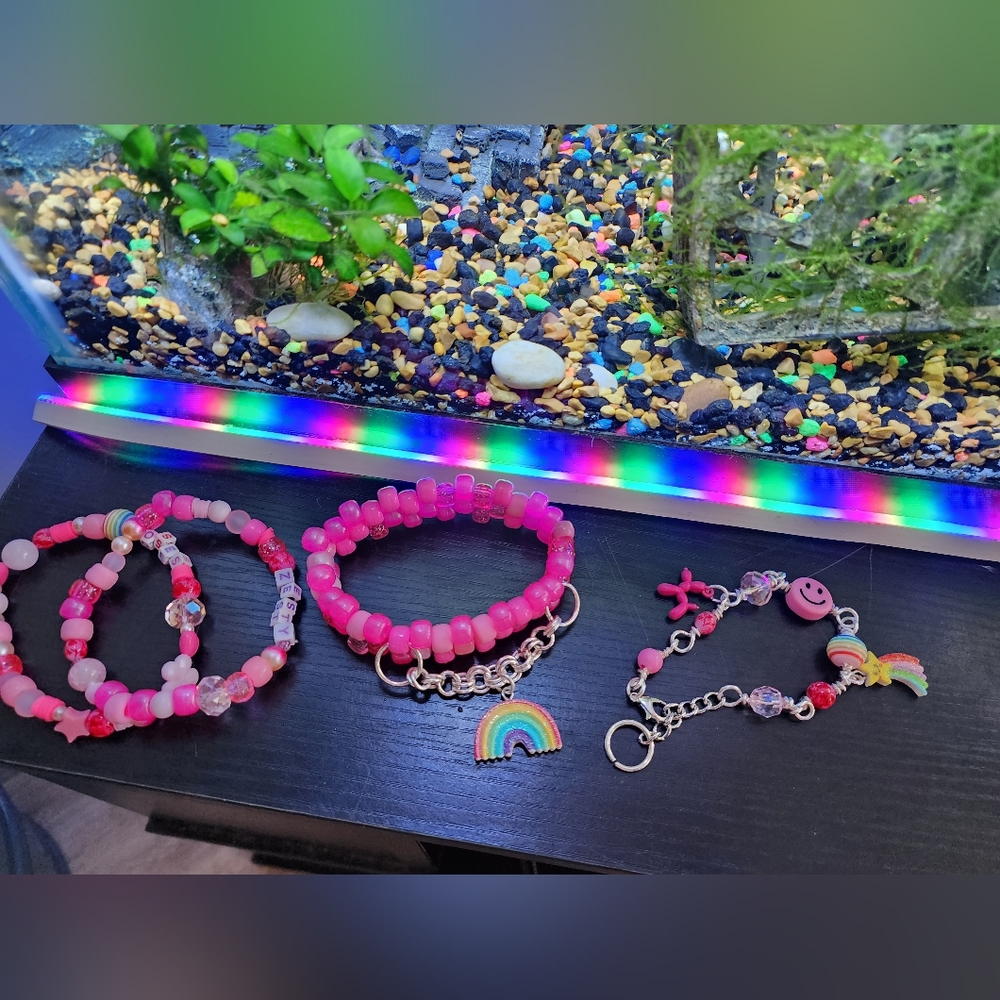 Pink kandi bracelets set!